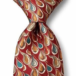 Vintage Christian Dior Monsieur‎ Neck Tie Silk Red Drops Length 57" Width 3.75"